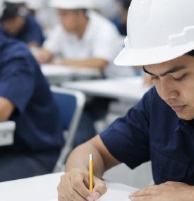 Visual pengembangan tenaga kerja dalam company profile MEI